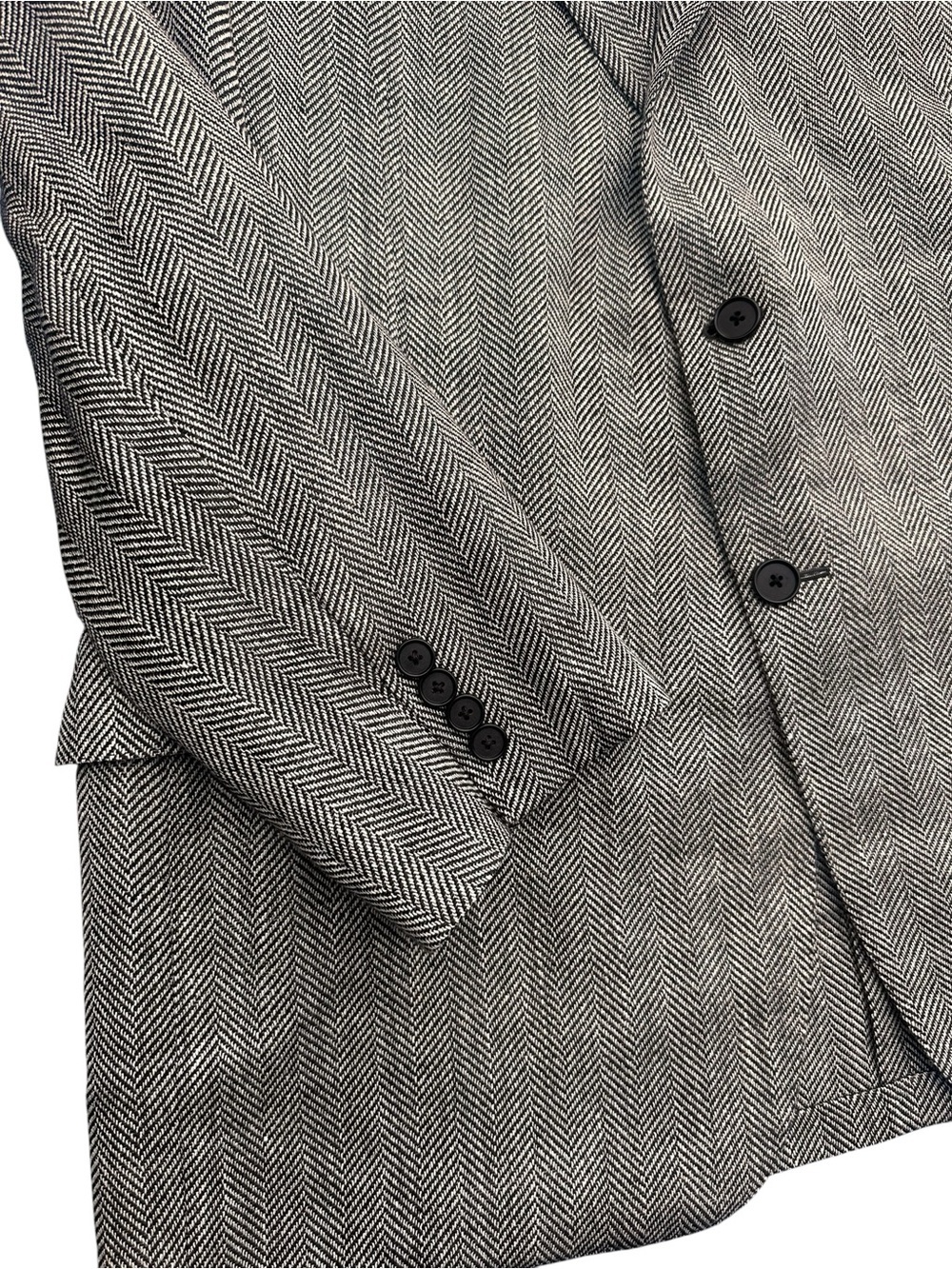Hickey Freeman 44R Black Gray Sport Coat Blazer Houndstooth USA Made - Picture 8 of 13
